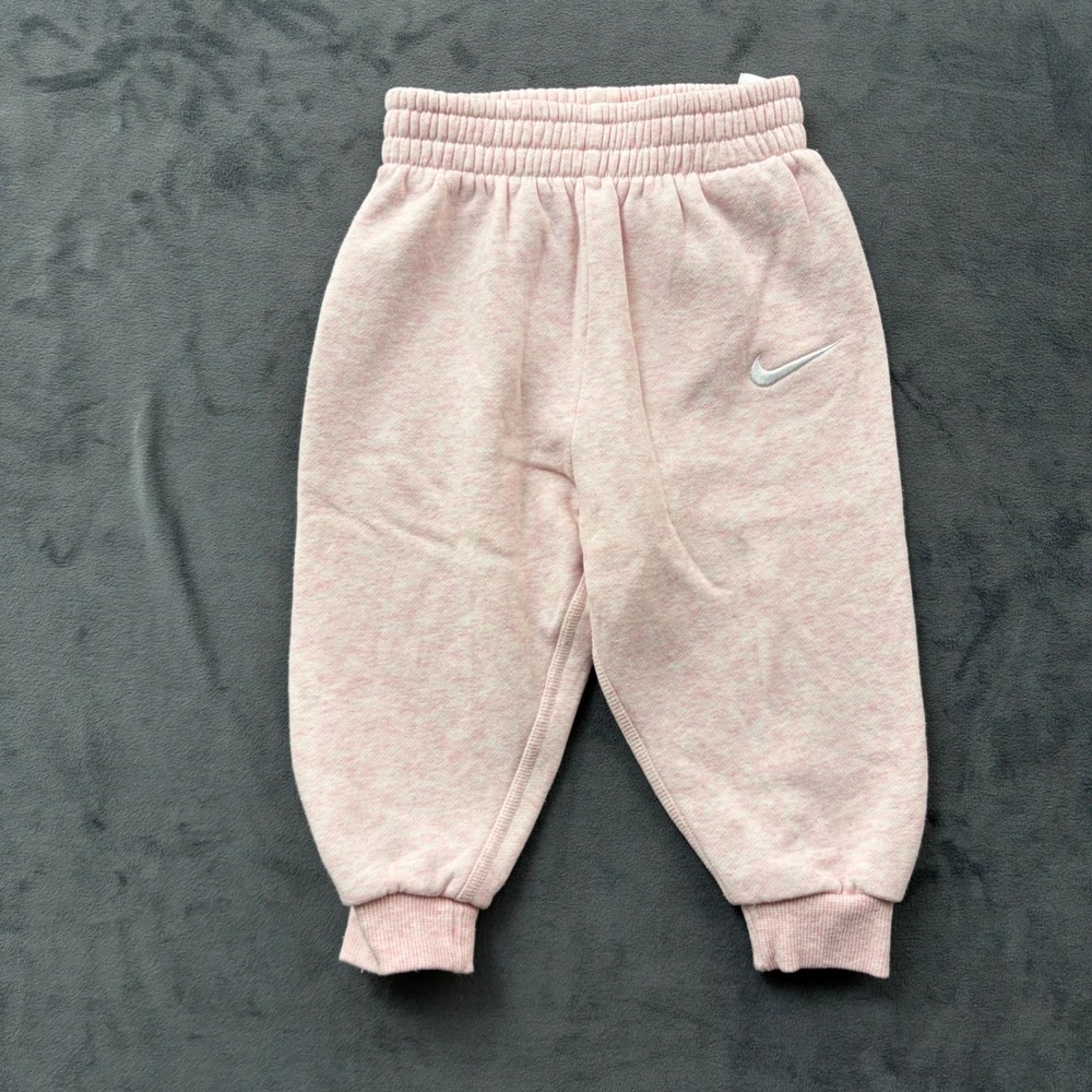Nike Toddler Girls Pink Heathered Fleece Jogger Pants Size 24M Sweatpants